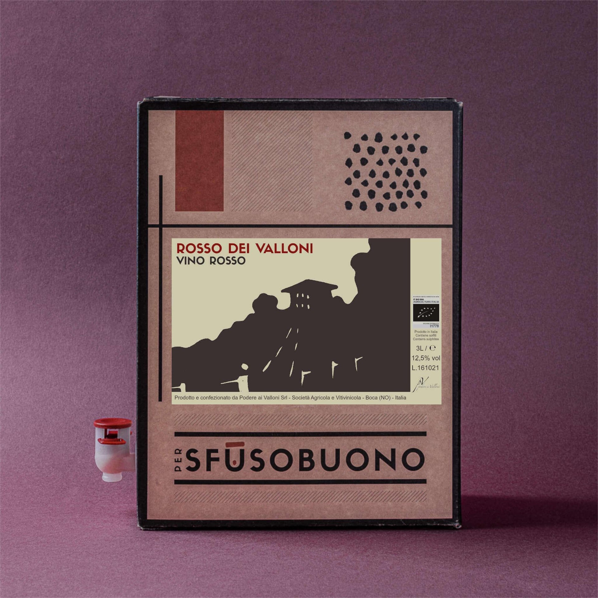 Rosso dei Valloni' Vino Rosso Piemonte Bio 3L - Podere ai Valloni - Sfusobuono