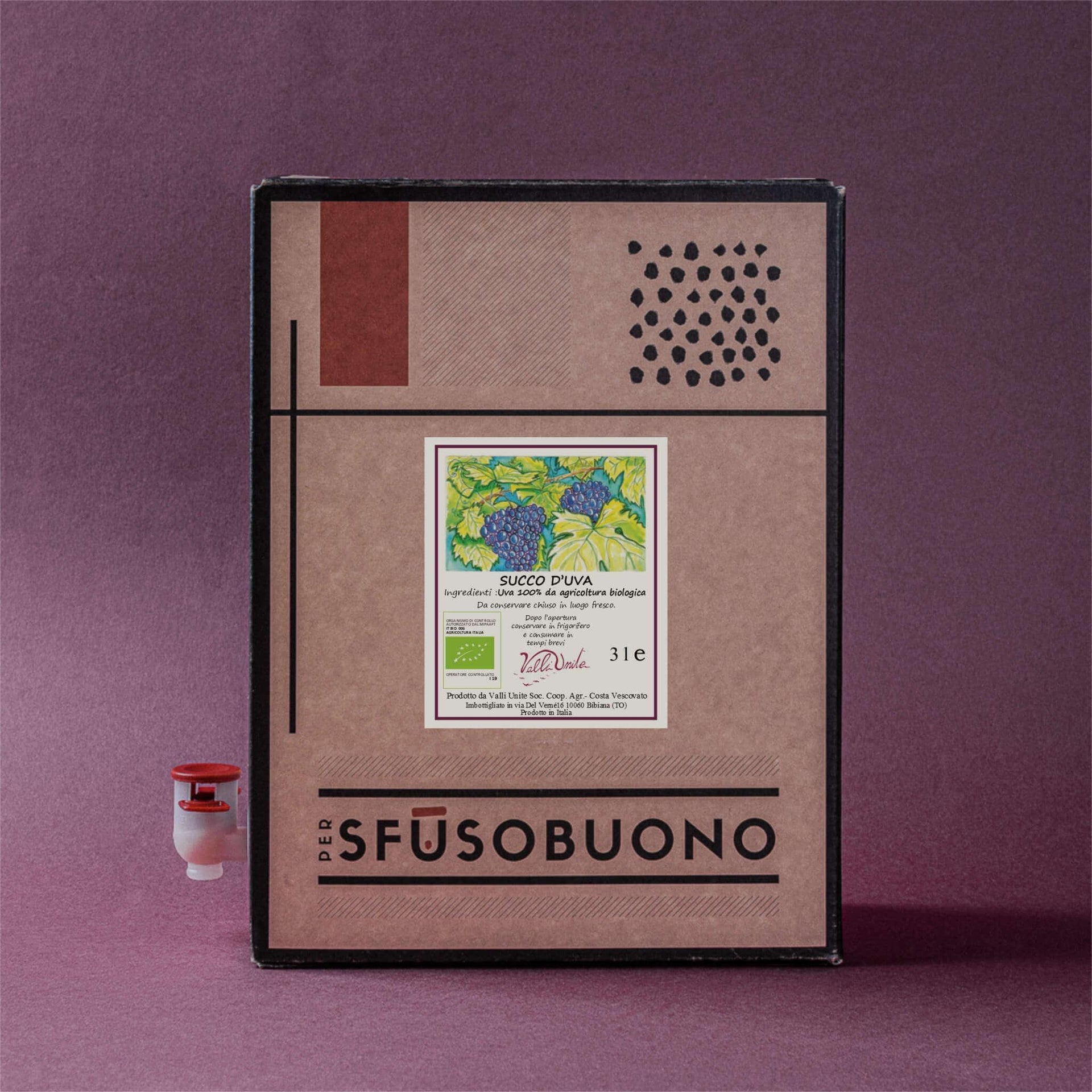 Succo d'uva Bio 3L - Valli Unite - Sfusobuono